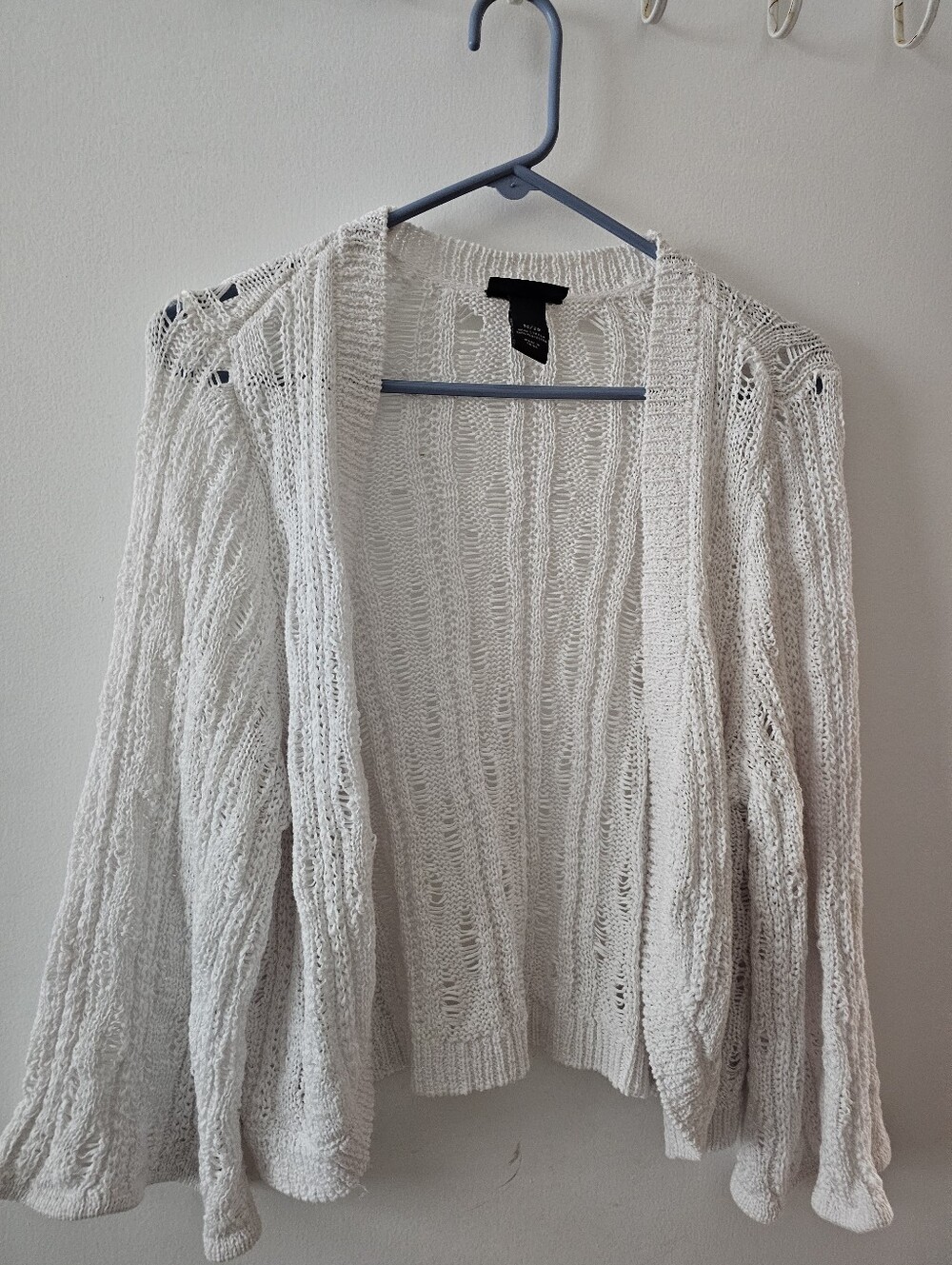 Lane Bryant White Cotton Open Front Pointelle Cardigan Plus Size 18/20